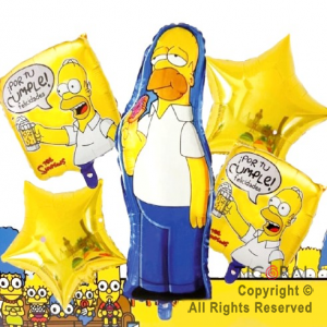 SET DE GLOBOS METALIZADO THE SIMPSONS 5 UNIDADES X 1